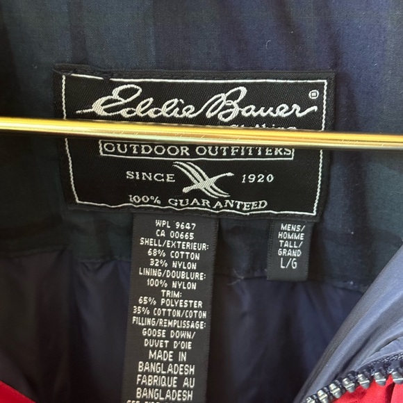 Eddie Bauer Down Puffer Jacket Fold-away Hood Coat Ski Sz L - Picture 3 of 6